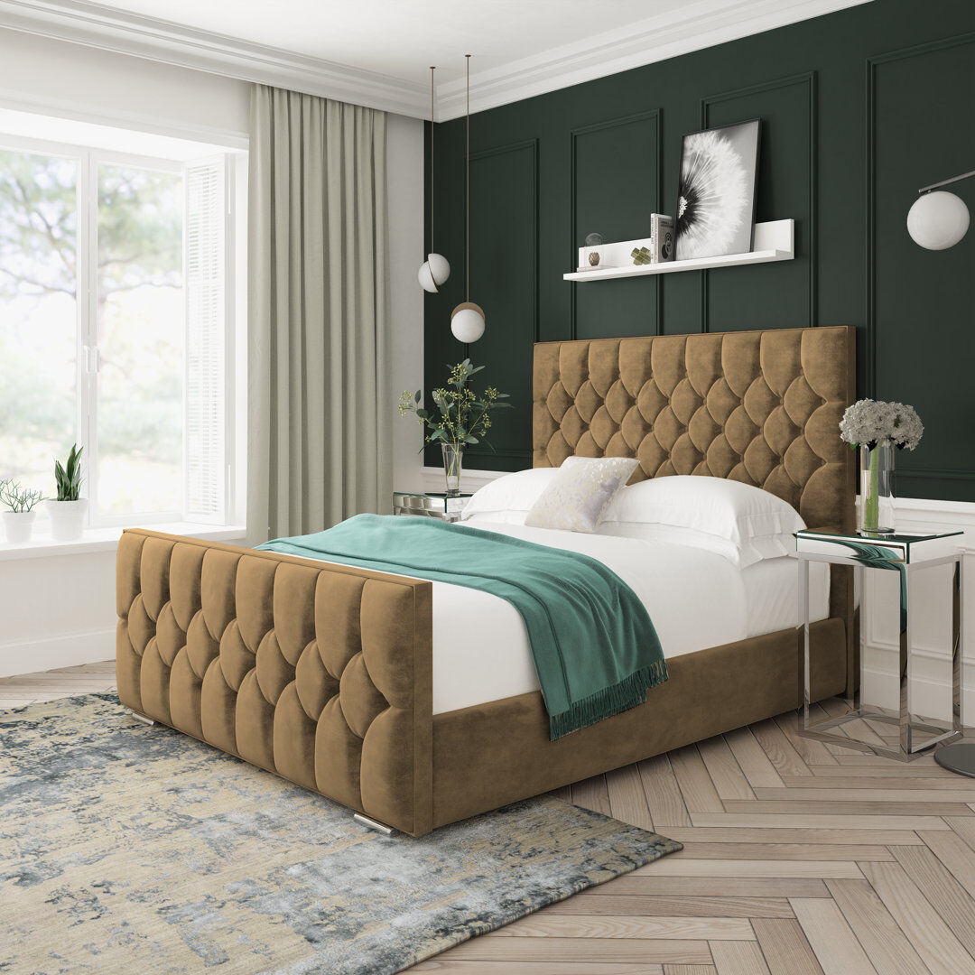 Lark Manor Upholstered Platform Bed Mink Double (4'6)