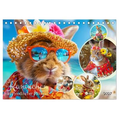 Kaninchen auf modischer Mission (Tischkalender 2027 DIN A5 quer), CALVENDO Monatskalender