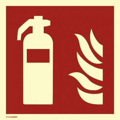 Dreifke® Schild, Feuerlöscher ISO 7010, Kunststoff, langnachleuchtend, 160-mcd, 200x200 mm