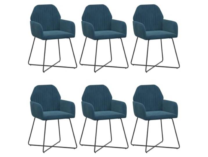 LMTYOENFG Esszimmerstühle 6er Set Samt Polsterstuhl Blau 55x50x84 cm Bequemer Samtsessel mit stabilem Metallgestell und Ergonomie für Esszimmer und Küche, maximale Belastbarkeit 110 kg.