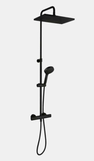 Heinrich Schulte alpha-style_600 Duschsystem Z055647-00280 mattschwarz, mit aufgesetzter Brausestange