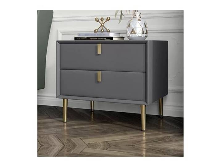 xiuling4568 Nachttisch aus Kunstleder, Tischende for Schlafzimmer-Wohnzimmermöbel (grau)(Dark Grey,L45xD40xH48cm)