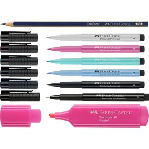 Faber-Castell Schreibset Bullet Journaling Start Set, 9-teilig, Brush-Pens, Bleistift, Fineliner, Textmarker & Journal
