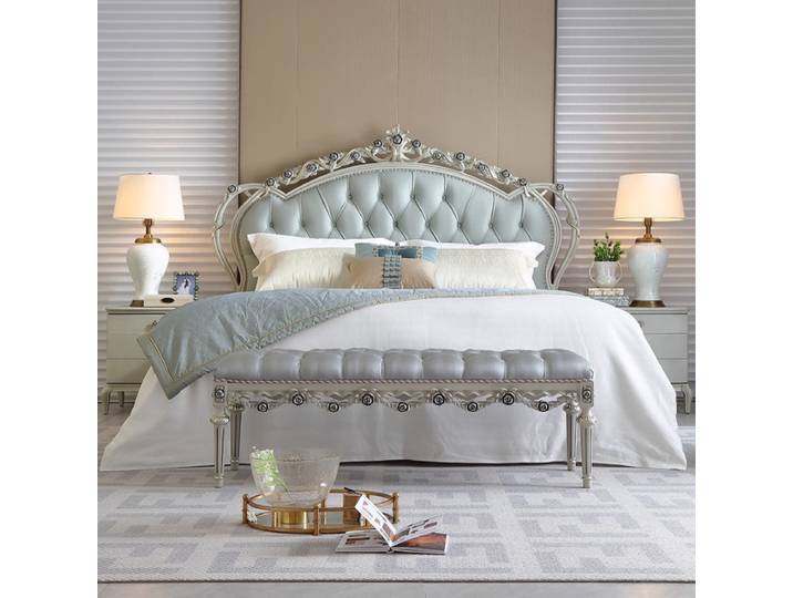 Lit double de luxe en bois massif 180x200cm, lit king size élégant haut de gamme nordique, design confortable, meubles matrimoniales
