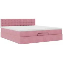vidaXL Ottoman-Bett mit Matratze Rosa 160x200 cm Samt
