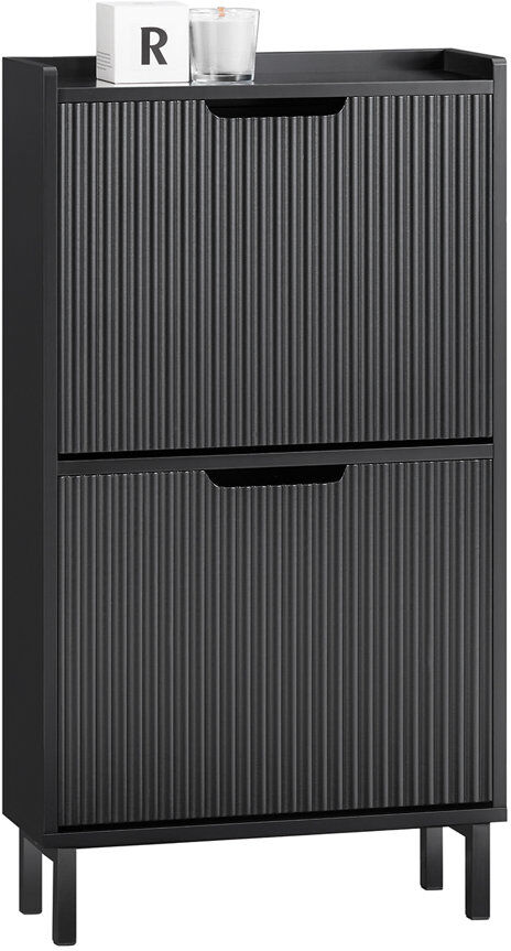 17 Stories 4 Pair Shoe Storage Cabinet Black 4