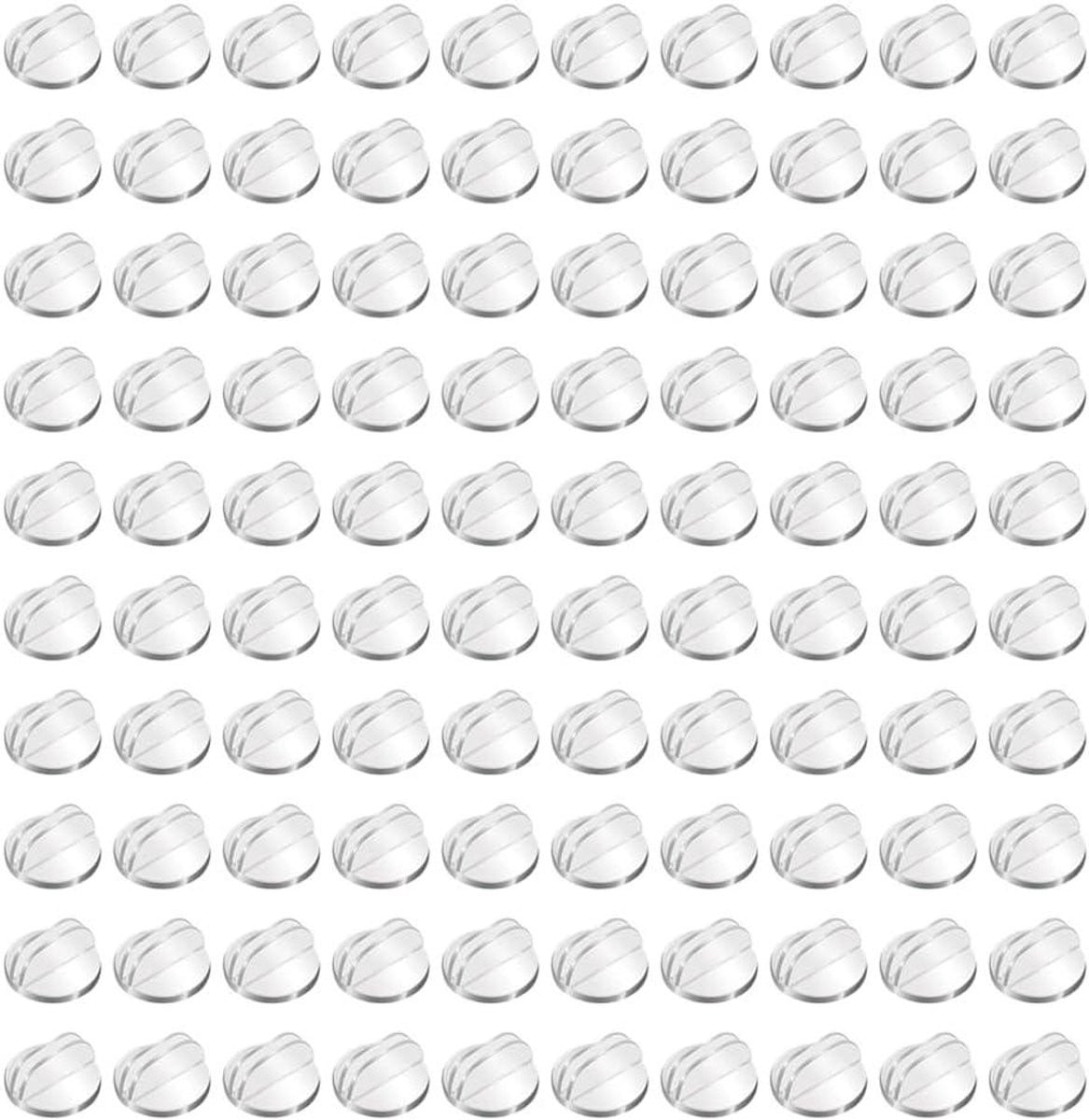 Set van 100 doorzichtige ronde kaartenstandaards voor tafeldecoratie en feestorganisatie
