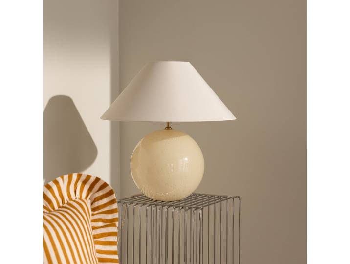 Iris 45 Tischleuchte creme Textil 45 cm - Globen Lighting - Wohnzimmer - Design - Stoff / Textil - Einflammig