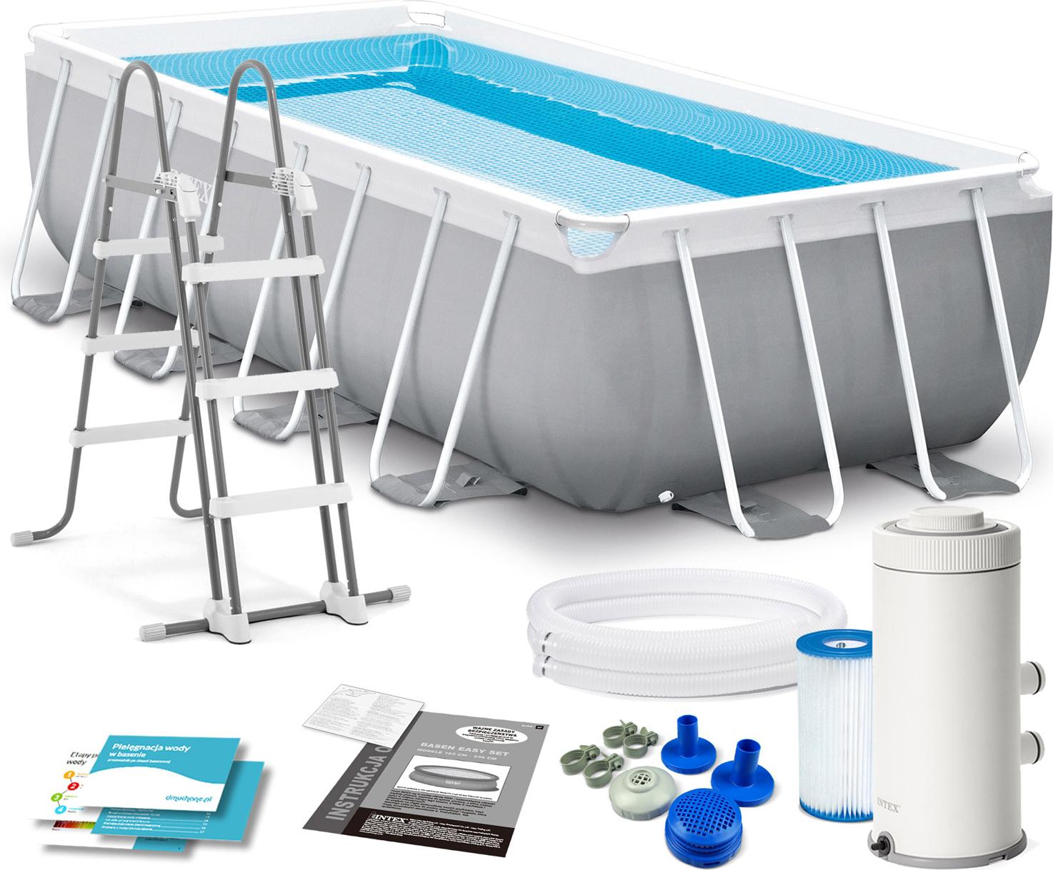 INTEX 26788GN Prism Frame Pool rechteckig 400x200x100 cm Set mit Pumpe und Leiter