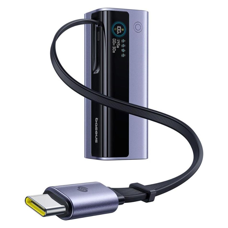 Baseus - Power Bank EnerGeek GR11 (E0027B01) - mit einziehbarem USB-C Kabel, 20000mAh, 145W - Grau (20000 mAh, 145 W, 72 Wh) (E0027B01)