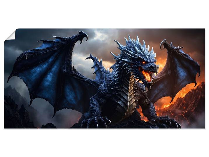 Wandbild ARTLAND Im Reich des Drachen IX , blau (farbe bild(er): blau), B:60cm H:30cm, Papier, Bilder, Wandbild, als Alubild, Leinwandbild, Poster, Wandaufkleber in verschied. Grössen