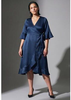 Plus Size Women's Charlotte Wrap Ruffle Dress by Avenue in Navy (Size 14)