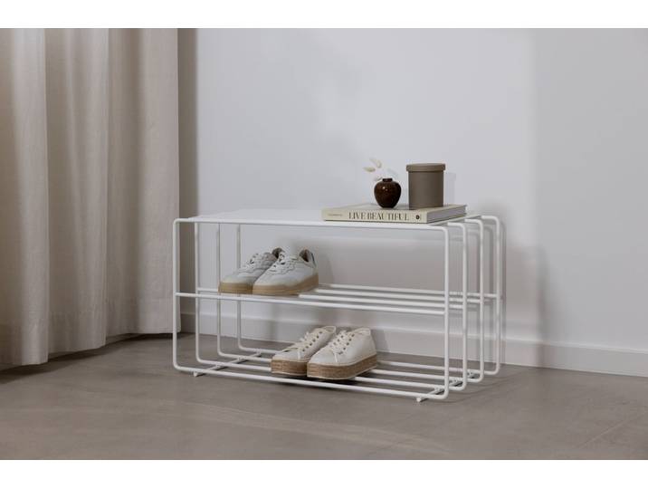 Schuhregal Neva – Metallregal mit Loft-Flair in vielen Farben - Weiß - Luxusbetten24