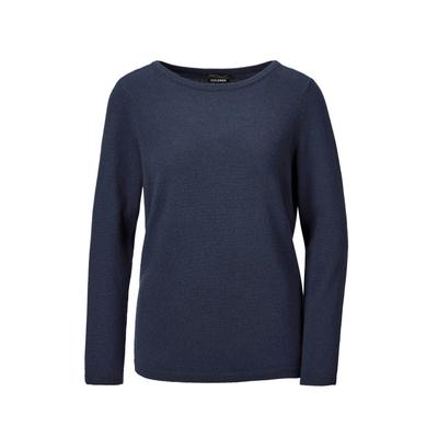 Strickpullover GOLDNER "Kurzgröße Feinstrickshirt mit U-Boot-Ausschnitt", Damen, Gr. 20, blau (marine), Obermaterial: 100% Kaschmir WS., figurumspielend, U-Boot-Ausschnitt, eng Rippe, Pullover Strickpullover, keine/nicht relevant