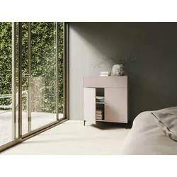 Connect Kommode mit Schubkasten und Schranktüren Rose Rundfuß