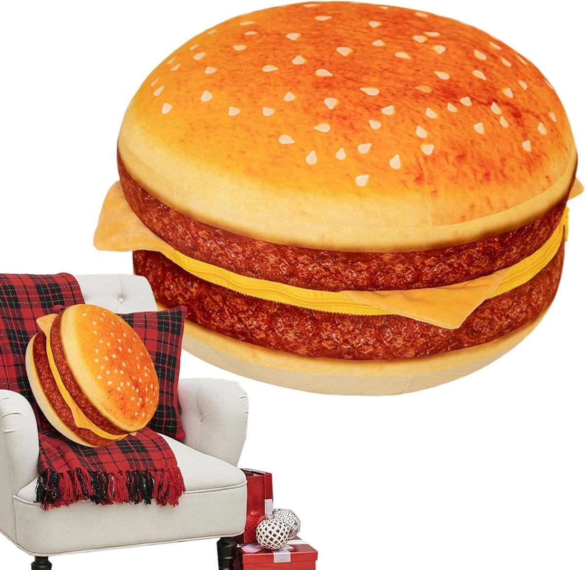Realistisch Hamburger Pluche Kussen - Decoratie Kussen - Multicolor - 40 x 40 cm