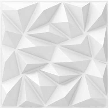 Costway 40-Pack 3D Wall Panels with Decorative Diamond Patterns-White