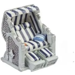 2x Hobby Fun, Miniaturen, Mini-Figur Strandkorb 6.5 x 6.5 cm, Blau/Weiss
