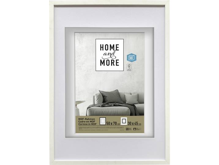 Home and More Bilderrahmen PPT 3D 50 x 70 cm Weiss MDF