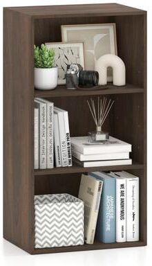 Costway 3 Open Shelf Bookcase Modern Storage Display Cabinet-Walnut