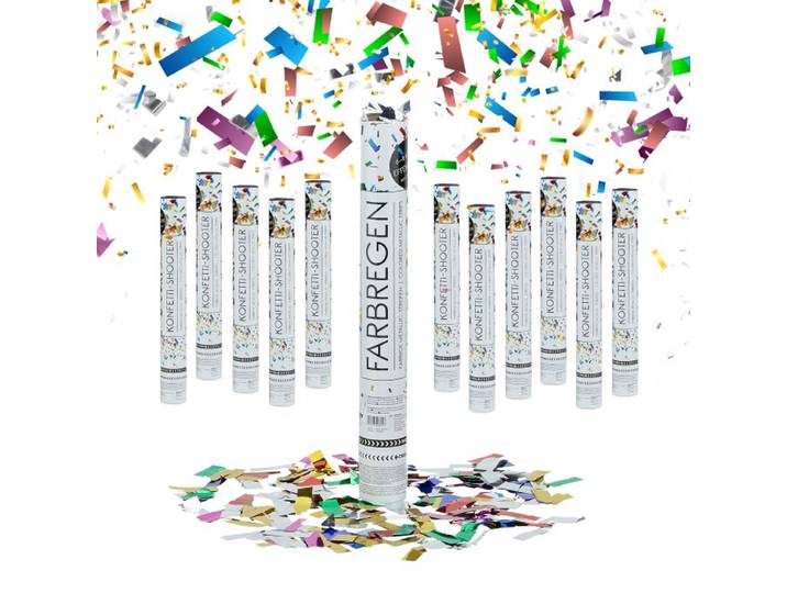 Relaxdays 12er Set Party Popper Farbregen 40 cm