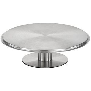 APS Tortenplatte 00463 Premium, Servierplatte, mit Fuß, aus Edelstahl 18/8, Ø 30,5 cm, silber, drehbar