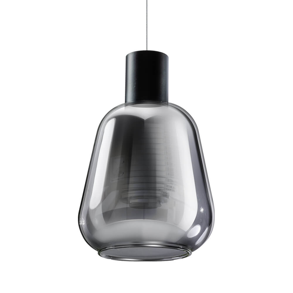ETH Glazen hanglamp Gary zwart met smoke glas