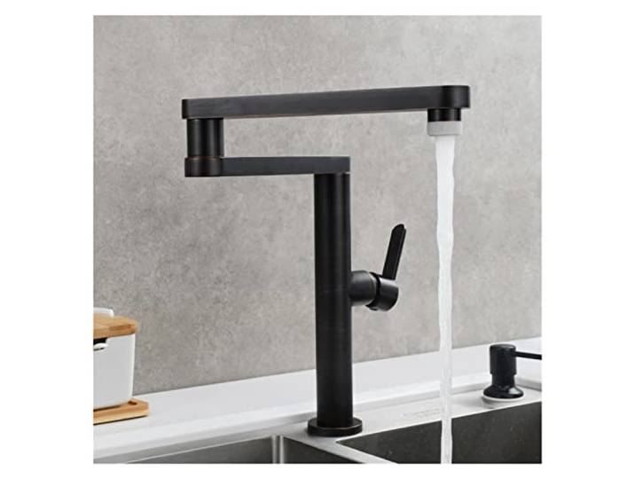 Küchenarmatur, Klappbarer Küchenarmatur aus Messing, Doppelgelenk, Schwenkarme, heißes, kaltes Wasser, dreiteilige Verlängerung, Waschbeckenarmatur mit zwei Funktionen(ORB Double)
