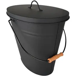 FireFix, Zubehör Kerzen + Kamin, Mehrzweckeimer schwarz mit Deckel 12,5 l oval mit Holzgriff