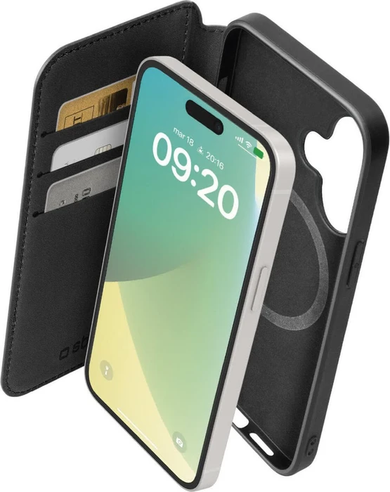 SBS Book Wallet MagSafe iPhone 16 schwarz