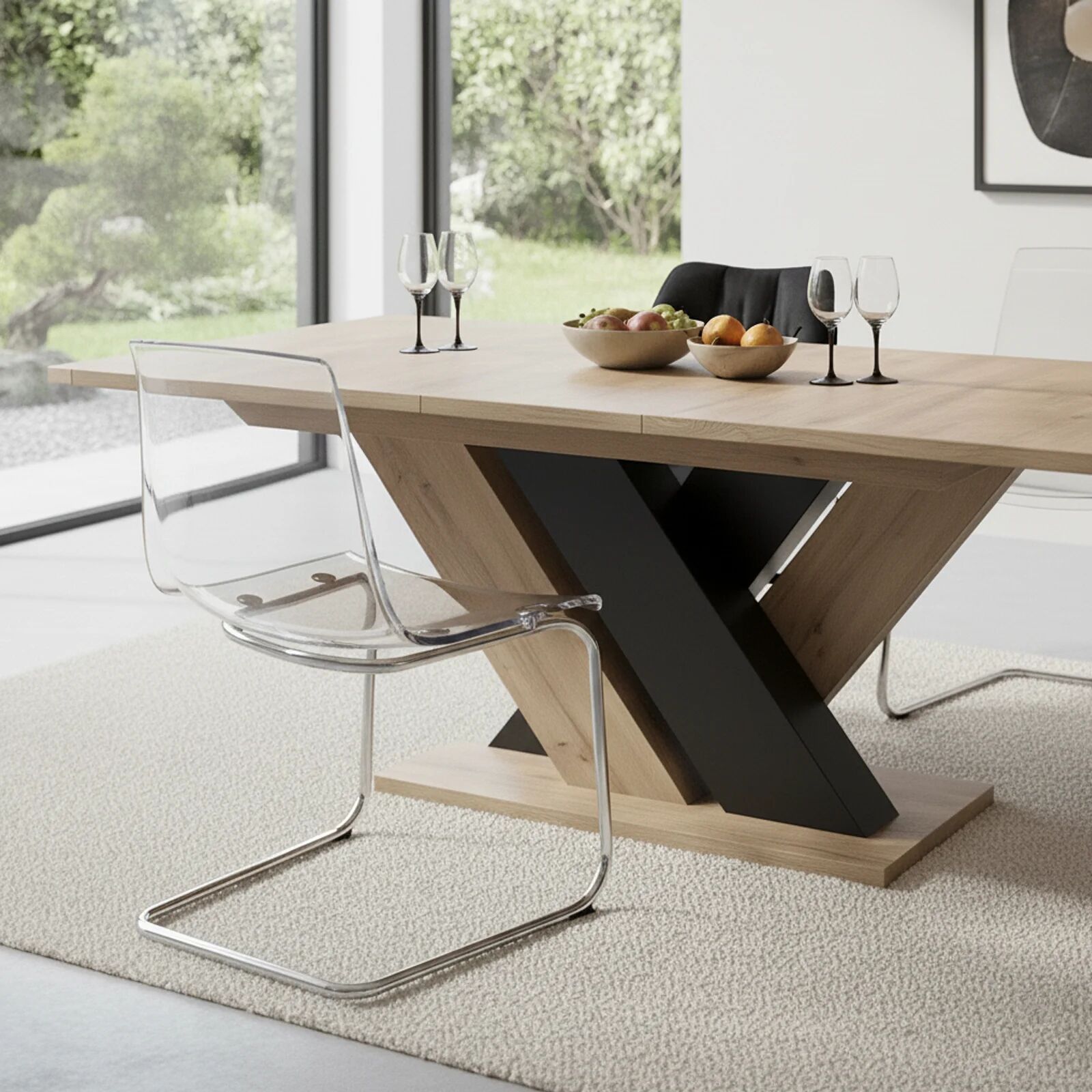 garneroarredamenti Tavolo allungabile moderno 160/200cm rovere nero Wolly
