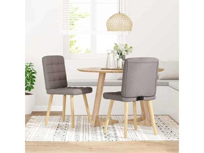 TEKGHUT Esszimmerstühle 2 STK. Taupe Stoff Weicher Polyester-Bezug, dickes Schaumstoffpolster, Metall- und Holzgestell, vielseitig einsetzbar