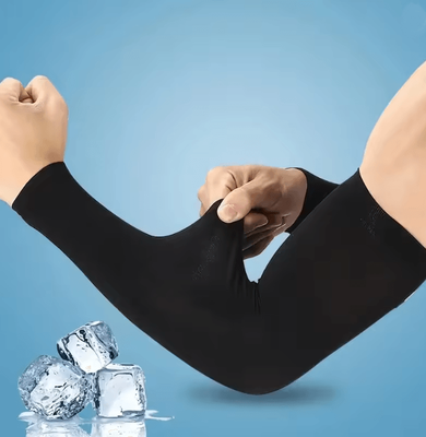 Inspire Essentials CoolShield Ice Silk Arm Sleeves UV Protection Sports Compression black