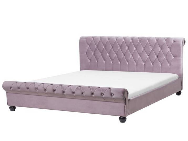 Beliani - Lit chesterfield en velours rose 180 x 200 cm AVALLON
