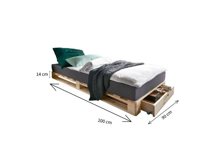 Wohnglücklich Palettenbett Mia (Massivholzbett, schlicht, platzsparend, robust)