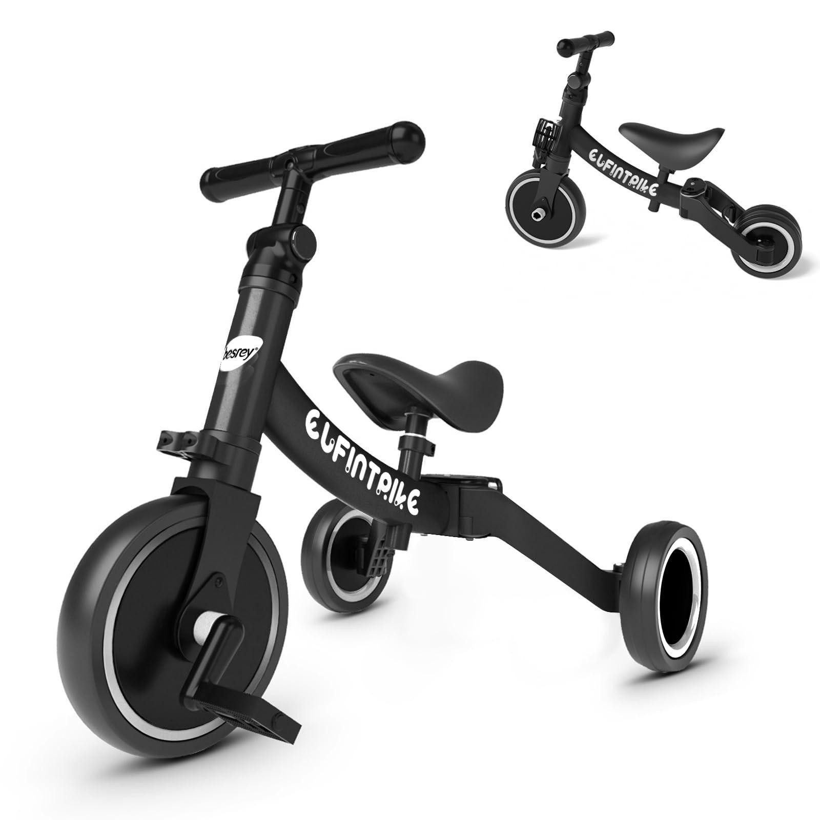 5-in-1 Kinderfiets, Loopfiets en Driewieler, Zwart