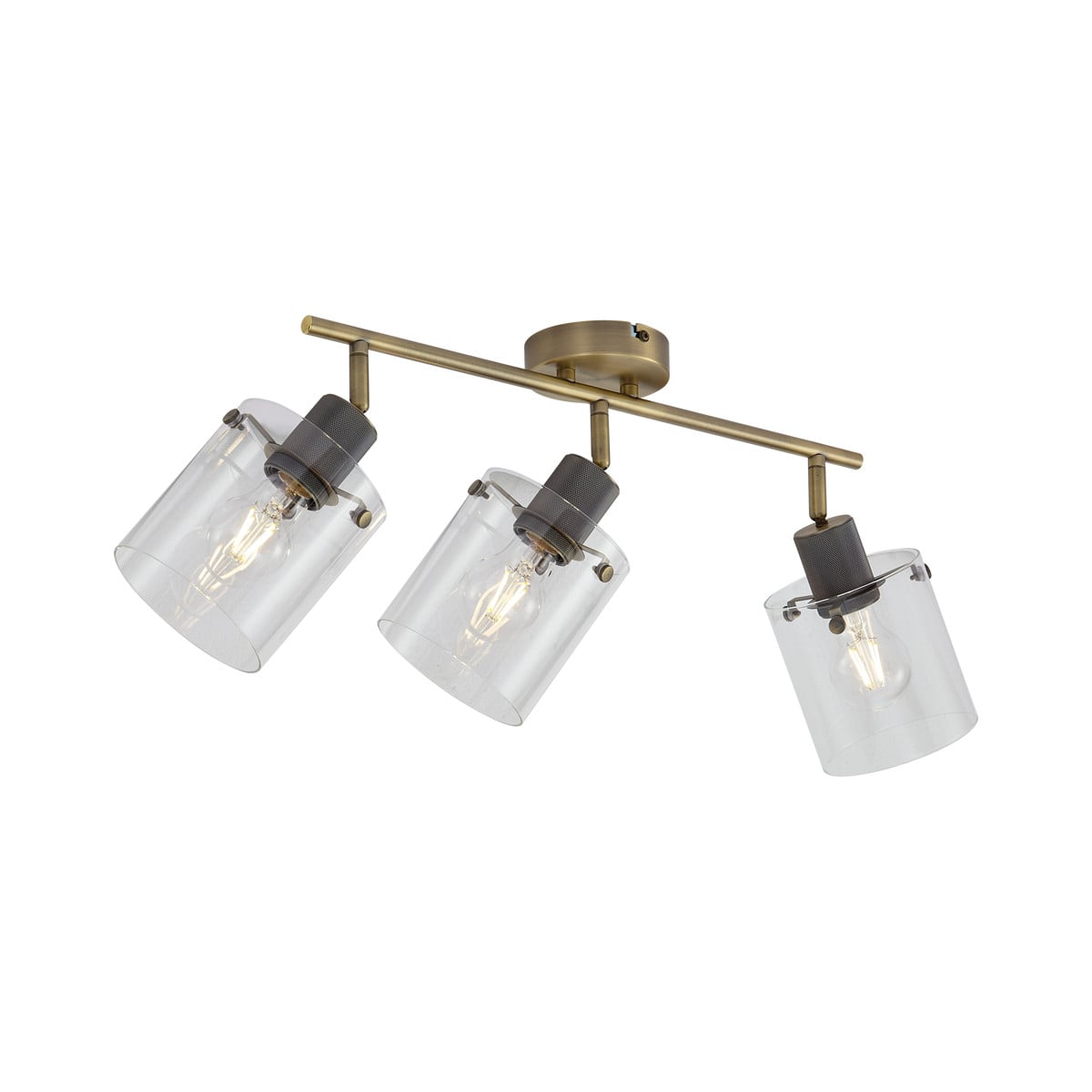 Qazqa Design plafondspot brons met transparant glas, 3-lichts, dimbaar