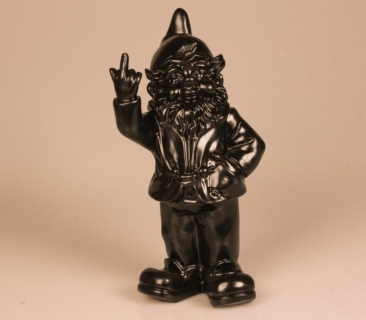 Stoobz Decoratief object Kabouter middelvinger zwart 30 cm