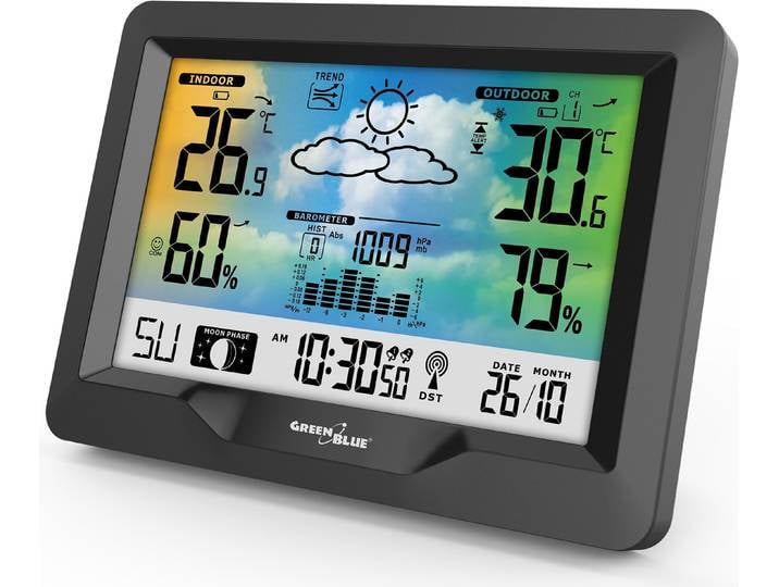 Station météo écran couleur Horloge Température intérieure Température extérieure Prévisions météo