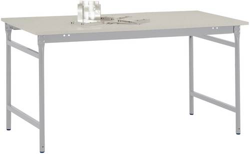 Manuflex BB3011.9006 Beistelltisch BASIS stationär mit Melamin-Tischplatte in Alusilber ähnlich RAL 9006, BxTxH: 1000 x 600