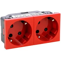 Legrand 077281 Mosaic 2f Steckdose 45° verwechslungss, vorverdrah, 16 A/250 V~, SL, Farbe: Rot