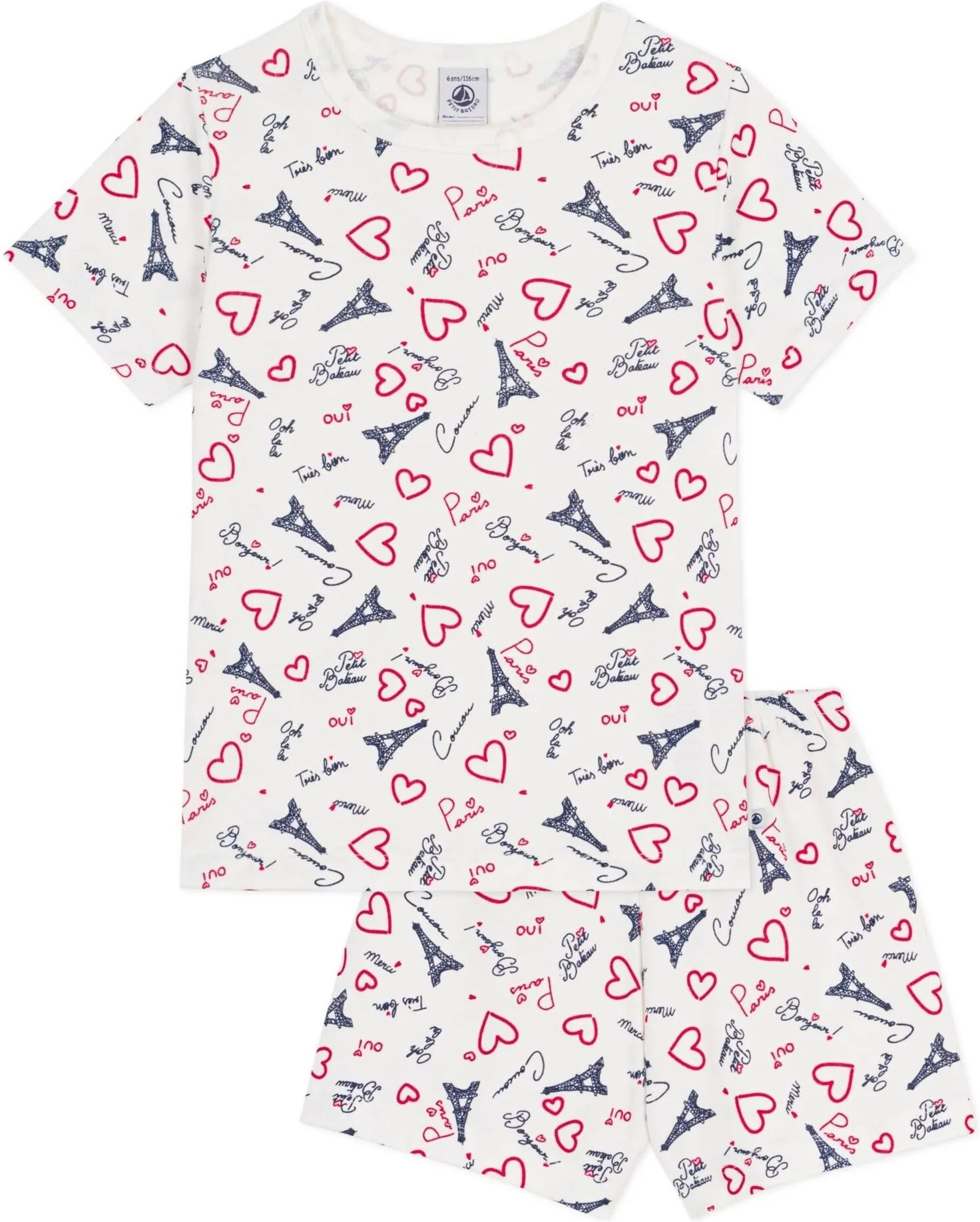 Petit Bateau Pyjama Short Paris Blanc 3 ans