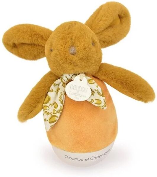 Veilleuse bébé musicale Culbuto jaune moutarde 16 cm - Doudou et Compagnie