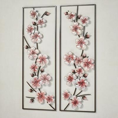 Touch of Class Cherry Blossom Wall Art Panels Pink Set of Two, Set of Two, Pink