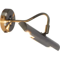 Wandlampe Messing Wandleuchte Innen beweglich Schlafzimmer Lampe Wand Bilderleuchte zum verstellen, Metall Messing, 2x E14, LxT 36x21cm