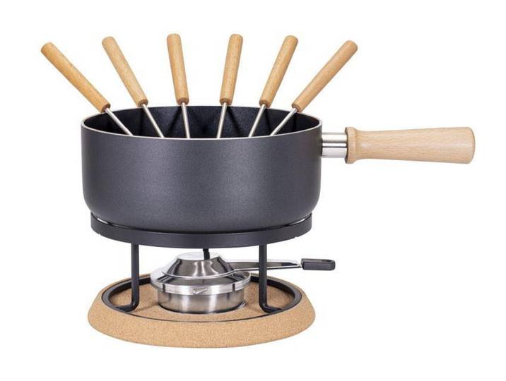 KADASTAR Fondue Bernina 9 Teile, Schwarz , schwarz, Ø:16cm, Fondues, Holzart: Buche (China), Fondue