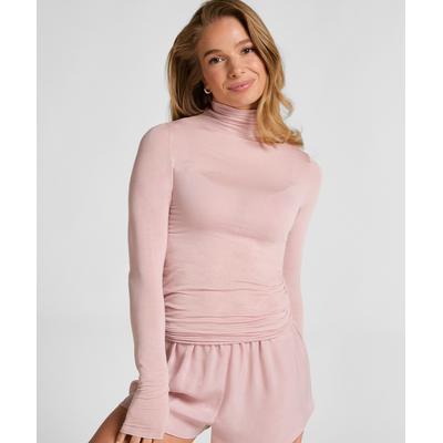Pyjama HUNKEMÖLLER "super soft Turtleneck shirt with Cashmere", Damen, Gr. XXL, rosa, 85% Modal, 10% Kaschmirwolle, 5% Elasthan, Homewear-Sets Pyjama