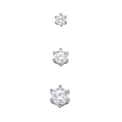 Schmuckset SMART JEWEL "Single Ohrstecker 3-er Set mit Zirkonia, Silber 925", silber, Schmuck_Sets, Damen, onesize, Schmuckset