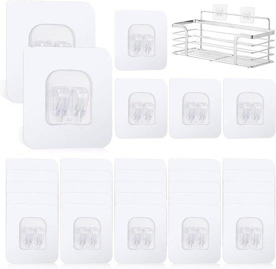 Markenlos Zelfklevende Wandhaken, 30 stuks, Transparant, Plastic