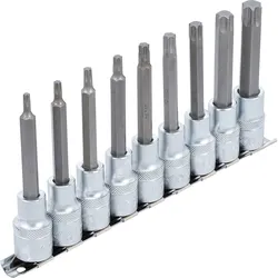 BGS Bit-Einsatz-Satz Antrieb Innenvierkant 12,5 mm (1/2") T-Profil (für Torx) 9tlg. - 5177